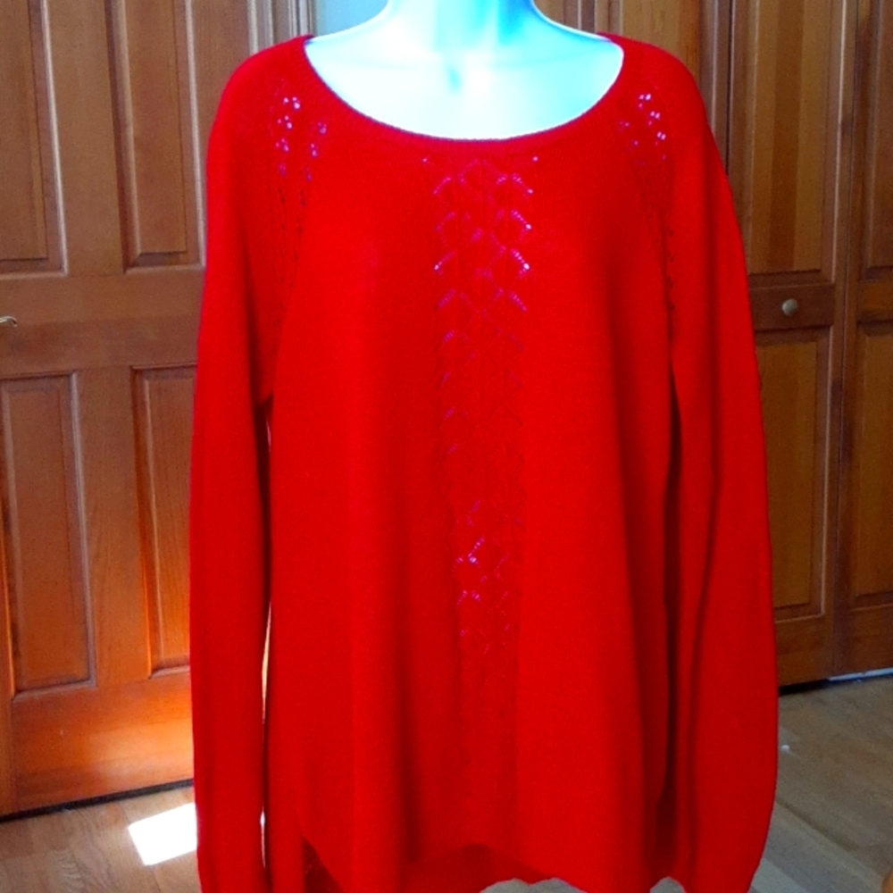 Candies Red Acrylic tunic style sweater
